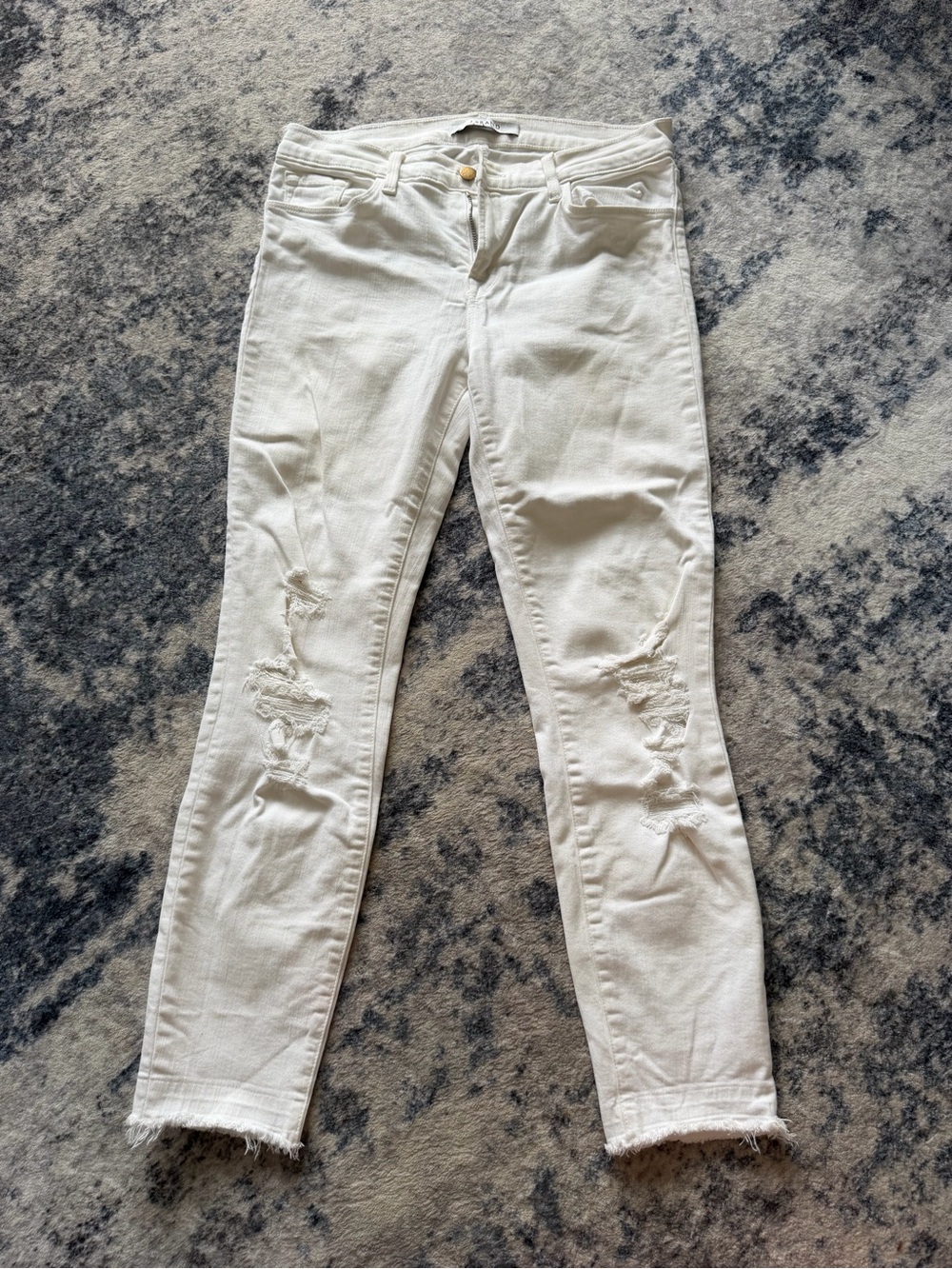 J Brand White Distressed Skinny Jeans
